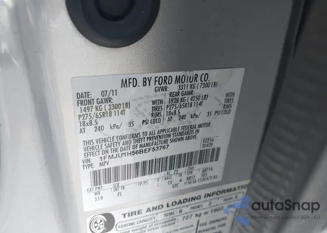 2011 Ford Expedition Xlt from USA, damaged, VIN 1FMJU1H56BEF53767